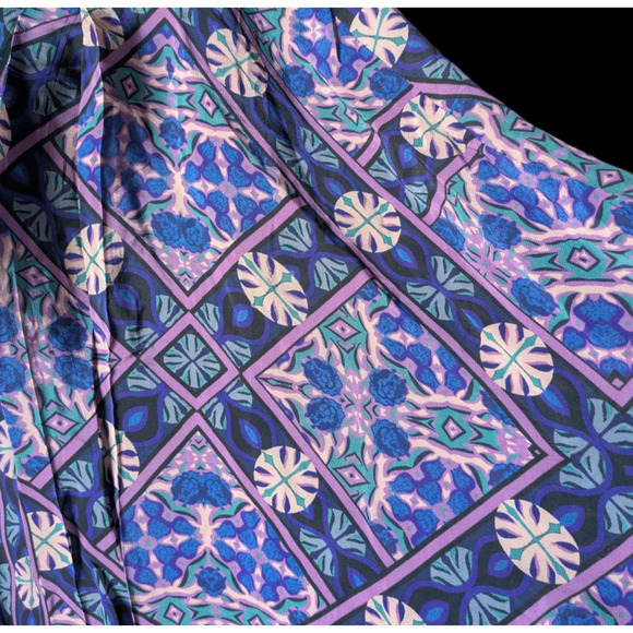 Feathers by Tolani Blue Open Front Art to Wear Long Cocoon Kimono Boho Geometric - Picture 6 of 7